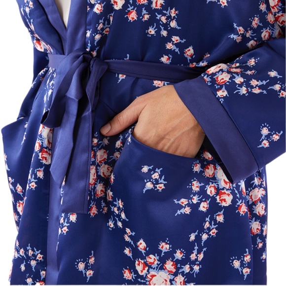 NWT Morgan Lane Allie Robe - Navy Floral (S/M) - Picture 8 of 15